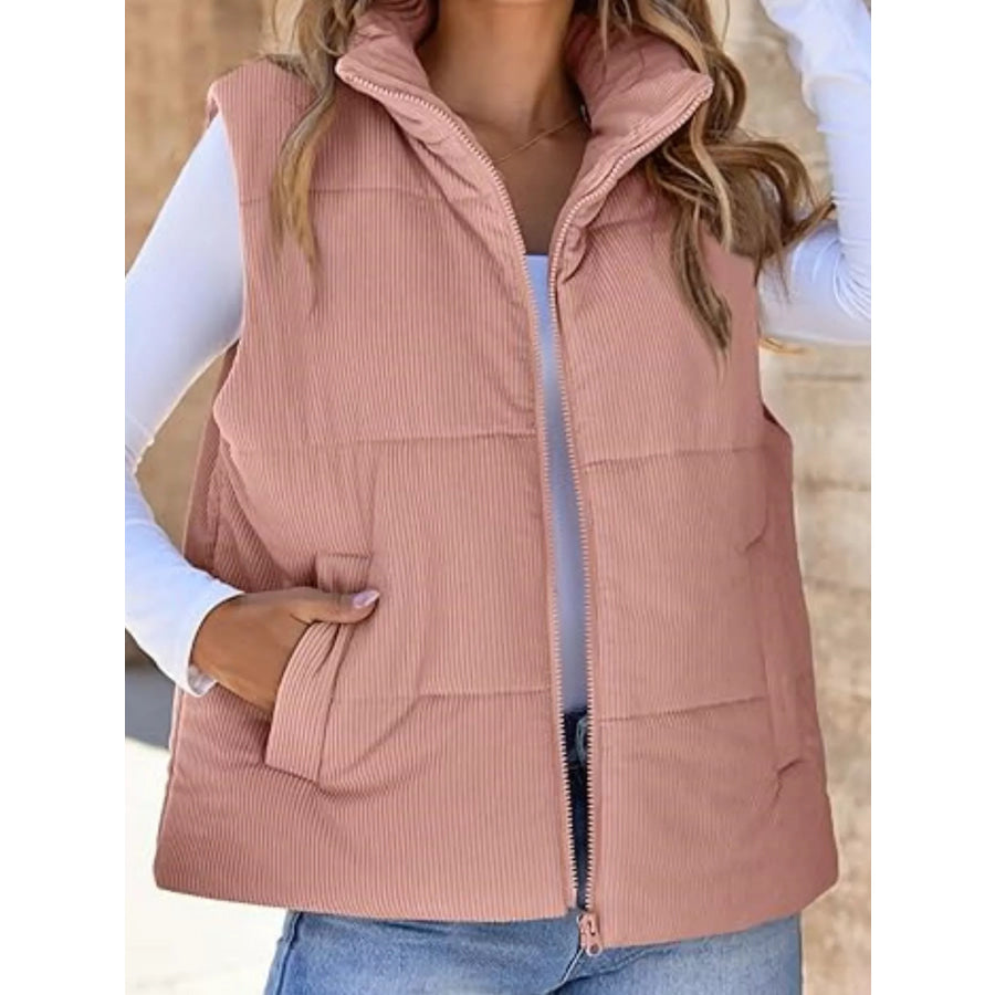 Corduroy Zip Up Vest Coat Apparel and Accessories