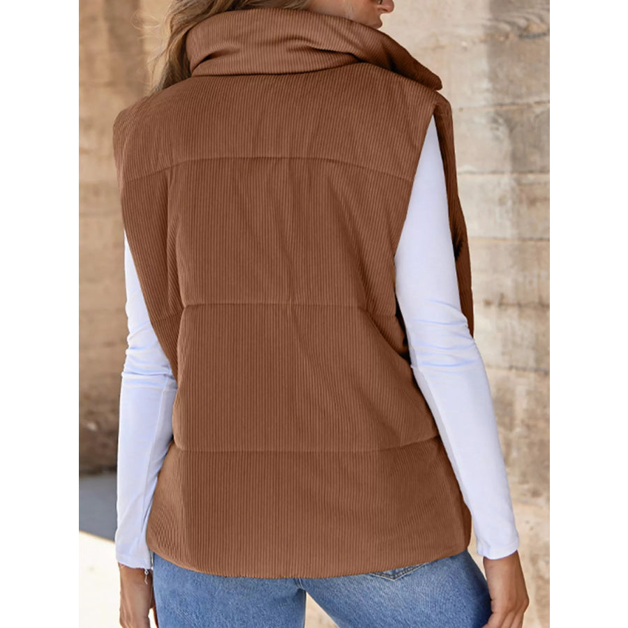 Corduroy Zip Up Vest Coat Apparel and Accessories