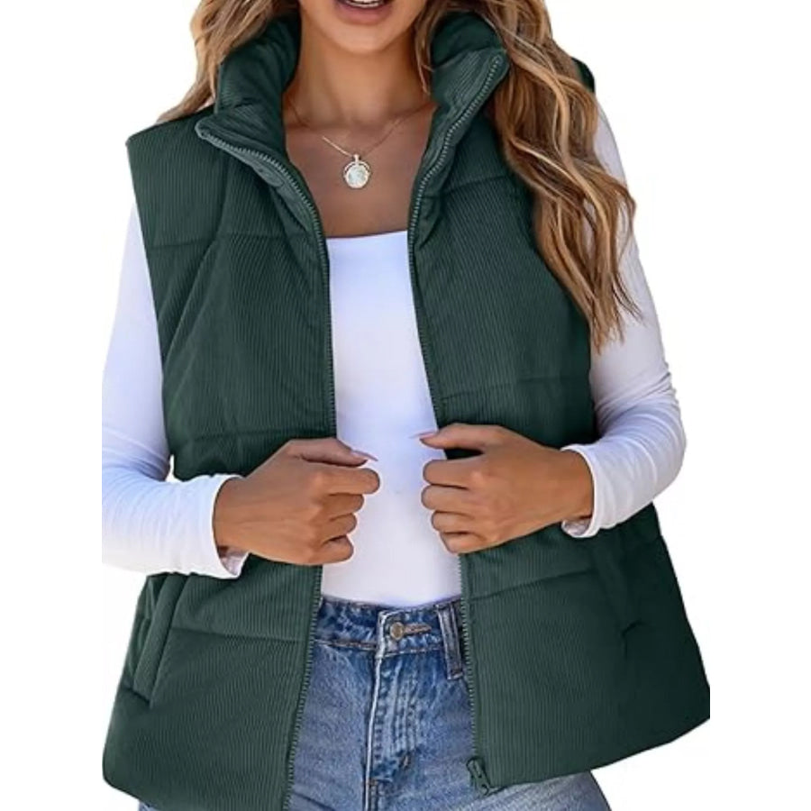 Corduroy Zip Up Vest Coat Apparel and Accessories
