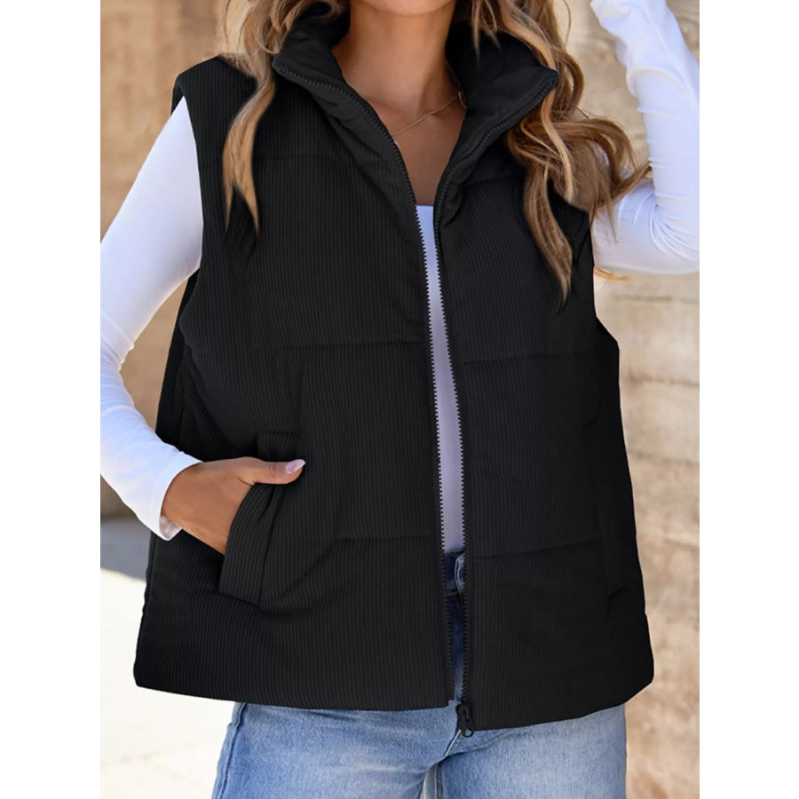 Corduroy Zip Up Vest Coat Apparel and Accessories
