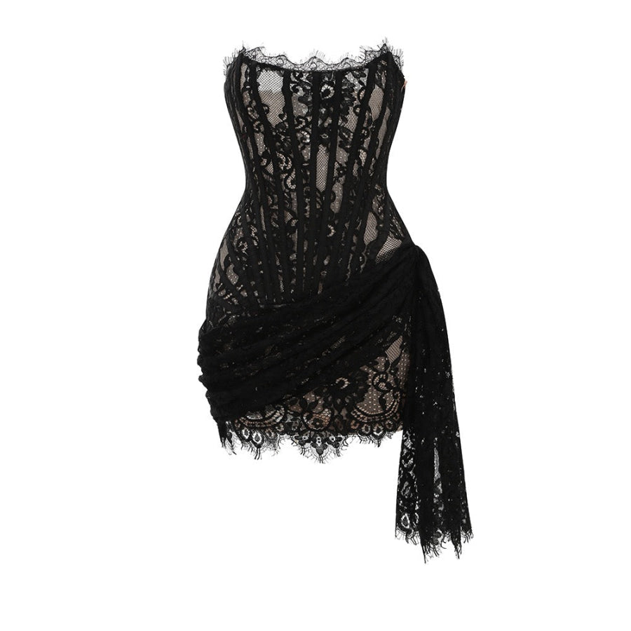 Corset Floral Lace Mini Dress Black / XS Women’s Fashion - Weddings & Events - Cocktail Dresses