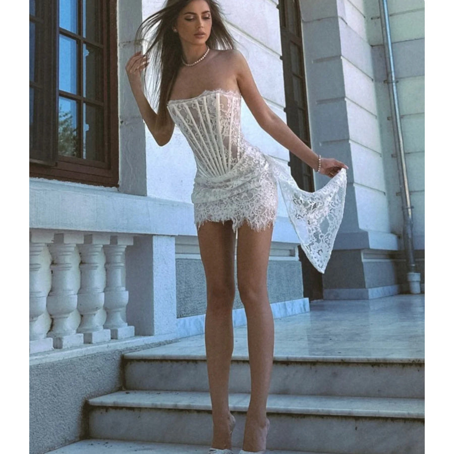 Corset Floral Lace Mini Dress Women’s Fashion - Weddings & Events - Cocktail Dresses