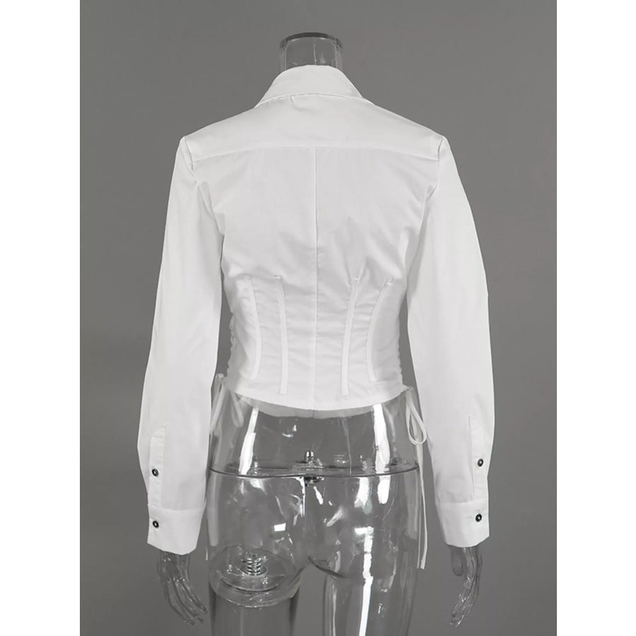 Corset-Style Blouse with Side Lace-Up Detail Apparel and Accessories