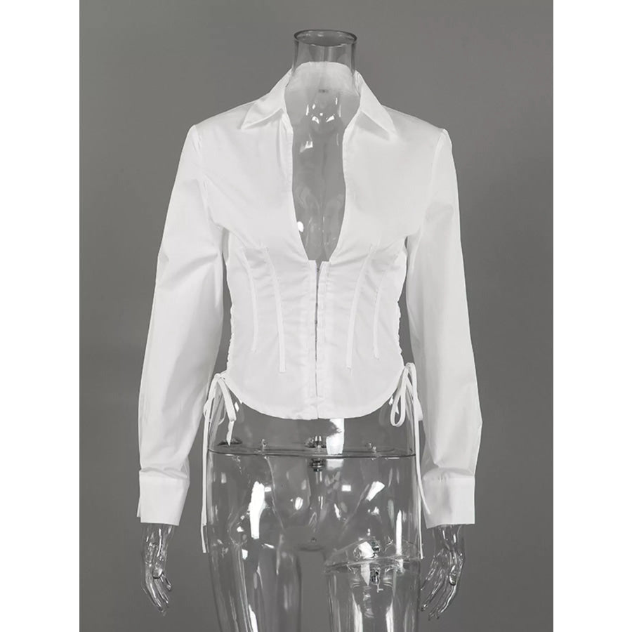 Corset-Style Blouse with Side Lace-Up Detail Apparel and Accessories