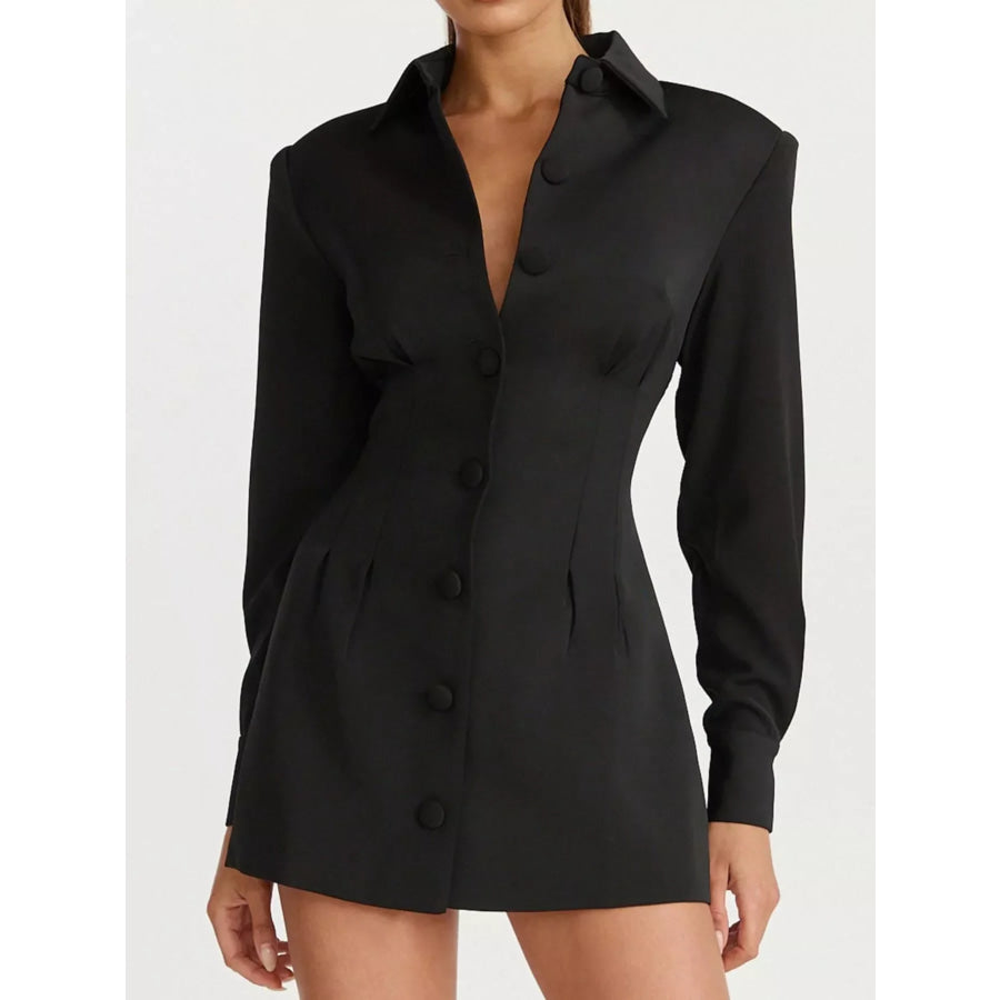 Corset-Style Button-Down Blazer Dress Black / S