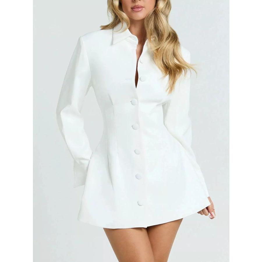 Corset-Style Button-Down Blazer Dress White / S