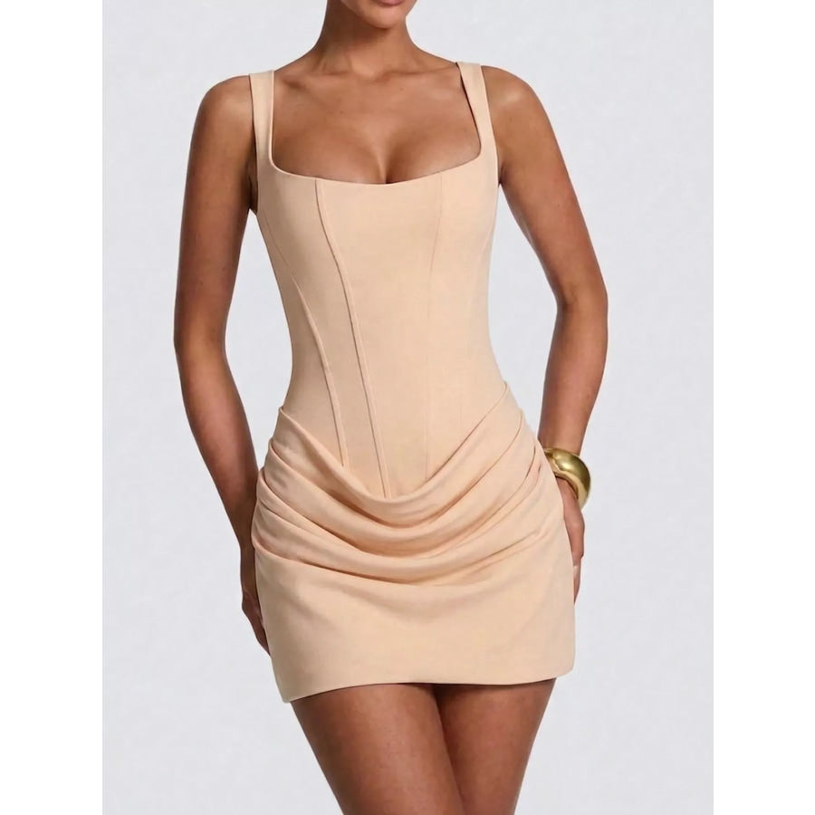 Corset-Style Mini Dress with Ruched Detail Champagne / XS Apparel and Accessories