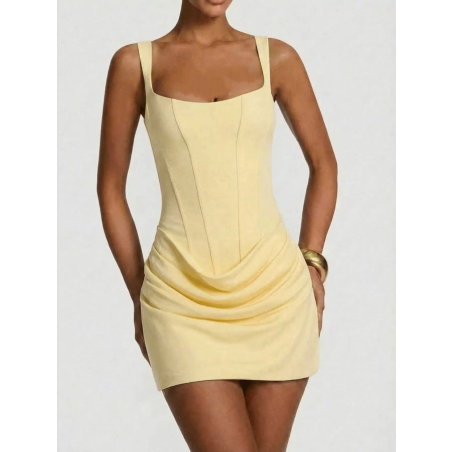 Corset-Style Mini Dress with Ruched Detail Light Yellow / XS Apparel and Accessories