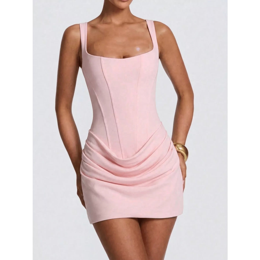 Corset-Style Mini Dress with Ruched Detail Pink / XS Apparel and Accessories