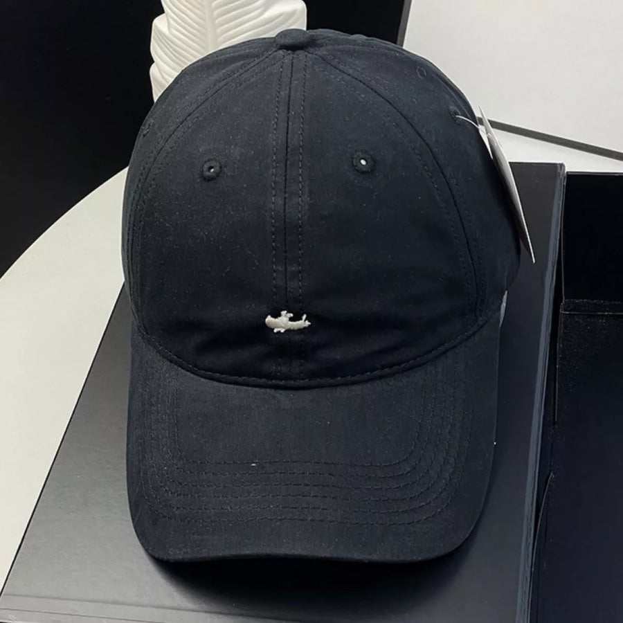 Cotton Baseball Cap with Embroidered Detail Black / One Size Apparel and Accessories