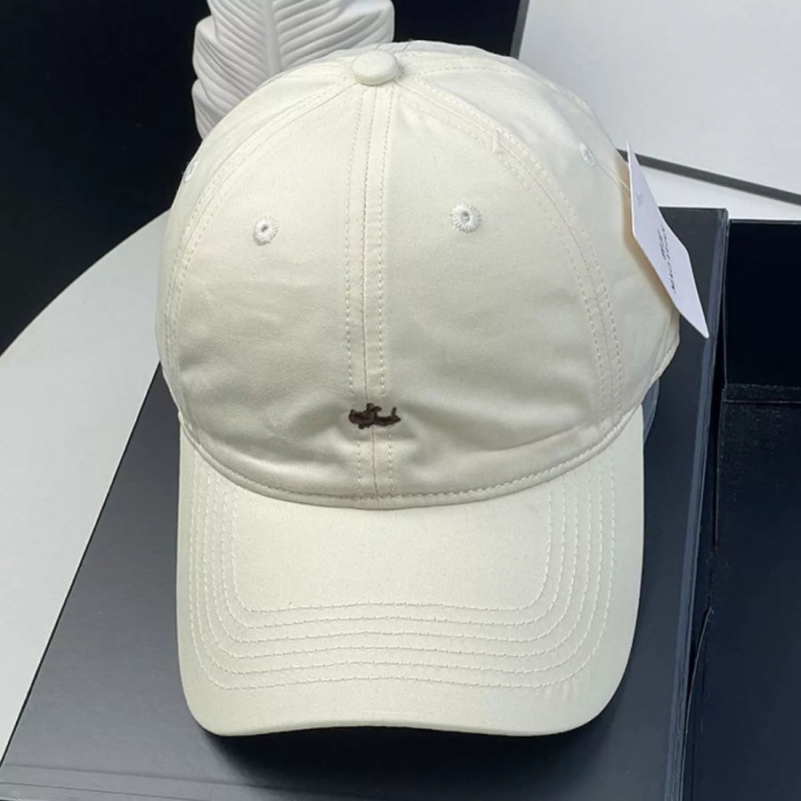 Cotton Baseball Cap with Embroidered Detail Cream White / One Size Apparel and Accessories