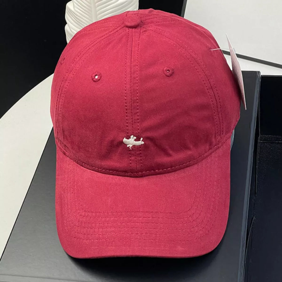 Cotton Baseball Cap with Embroidered Detail Wine Red / One Size Apparel and Accessories