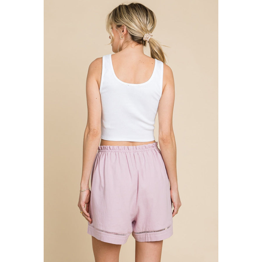 Cotton Bleu by Nu Lab High Waist Drawstring Shorts Mauve / S Apparel and Accessories