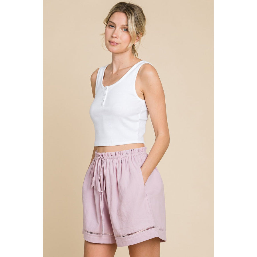 Cotton Bleu by Nu Lab High Waist Drawstring Shorts Apparel and Accessories