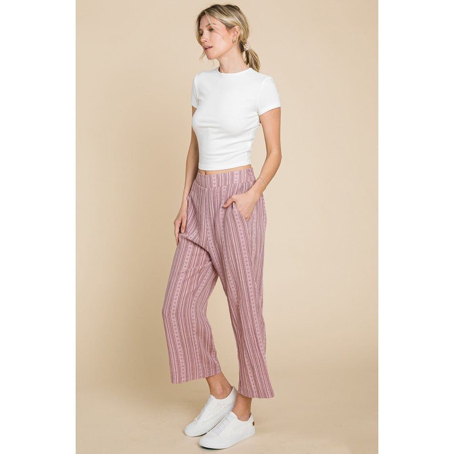 Cotton Bleu by Nu Lab Striped Elastic Waist Wide Leg Pants Apparel and Accessories