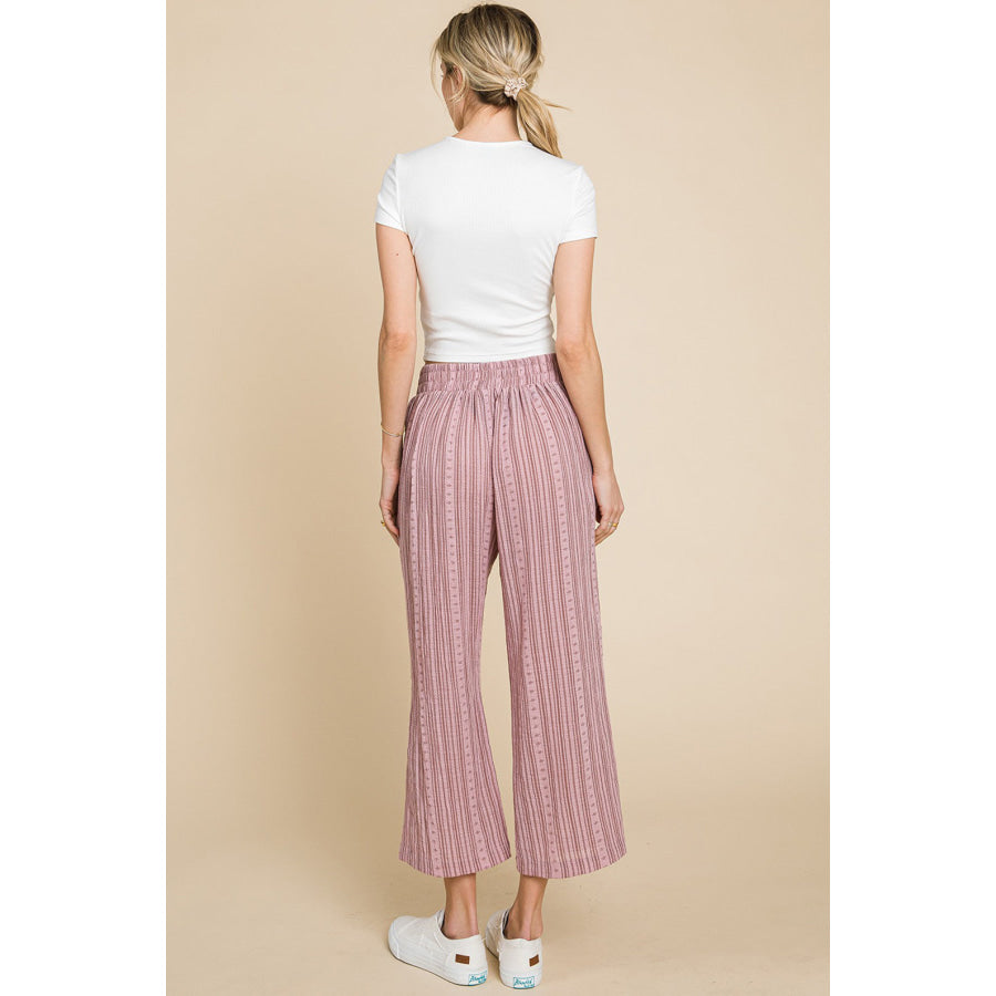 Cotton Bleu by Nu Lab Striped Elastic Waist Wide Leg Pants Apparel and Accessories