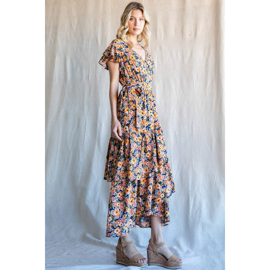 Cotton Bleu by Nu Label Floral Ruffled Midi Dress Apparel and Accessories