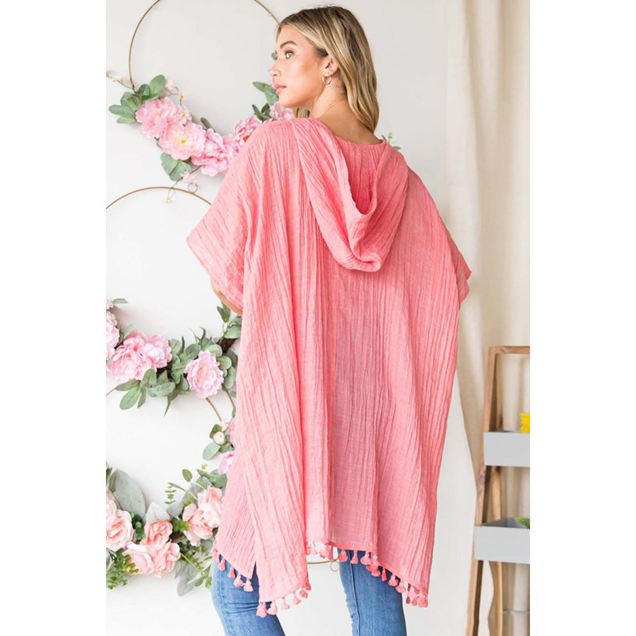 Cotton Bleu by Nu Label Tassel Hem Hooded Cover Up Apparel and Accessories