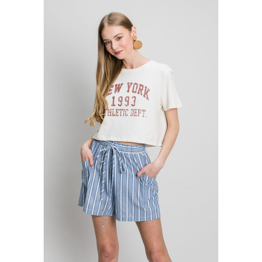 Cotton Bleu by Nu Label Yarn Dye Striped Shorts Denim / S Apparel and Accessories