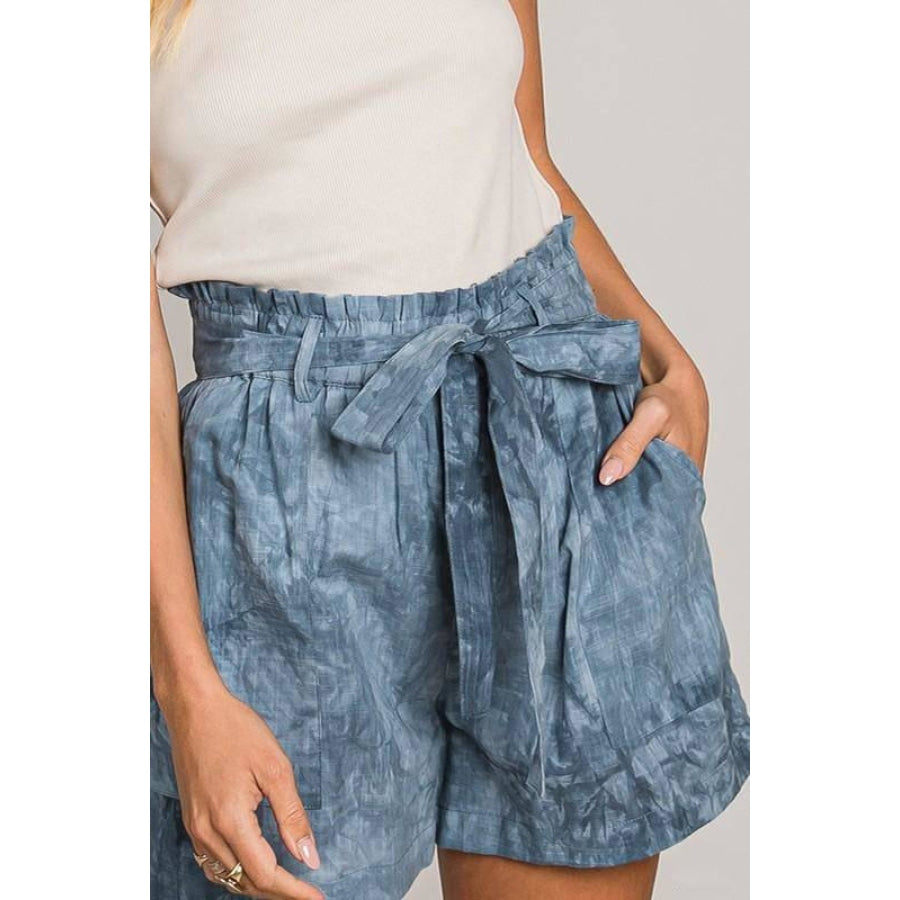 Cotton Bleu Tie Dye Printed Casual Shorts With Belt Navy / S Shorts