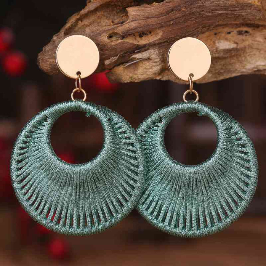 Cotton Cord Geometric Drop Earrings Black Forest / One Size