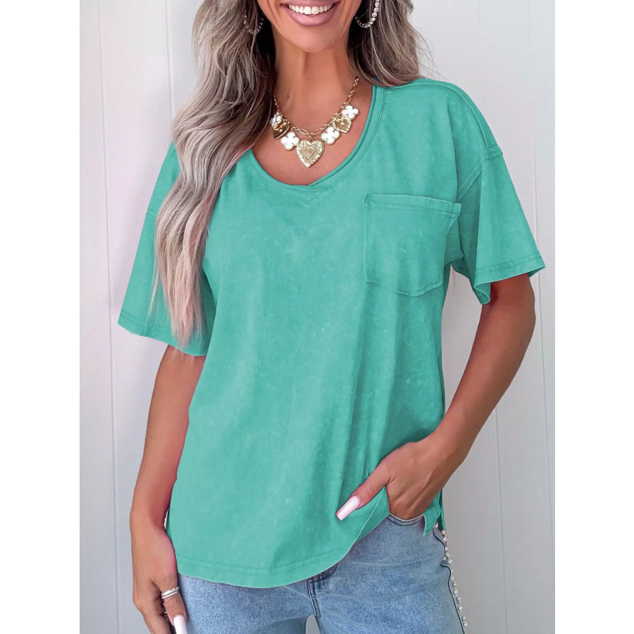 Cotton Mineral Wash T Shirt Turquoise / S Apparel and Accessories