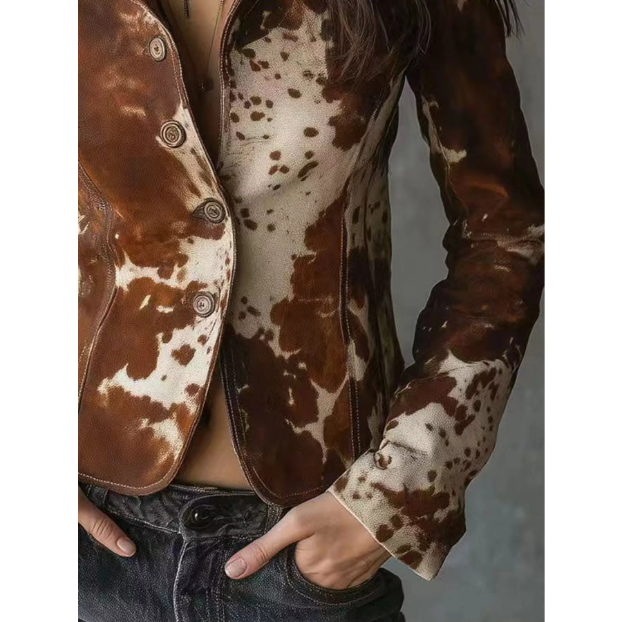Cow Print Button Up Blazer Apparel and Accessories