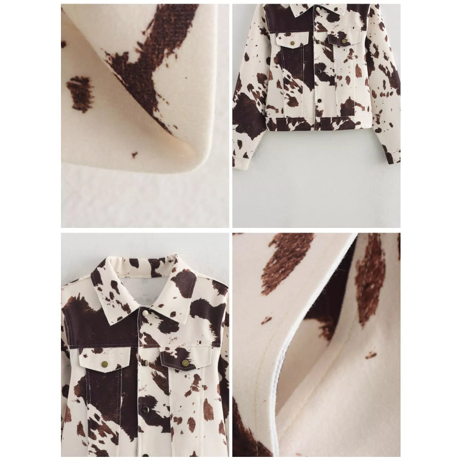 Cow Print Button Up Jacket Apparel and Accessories