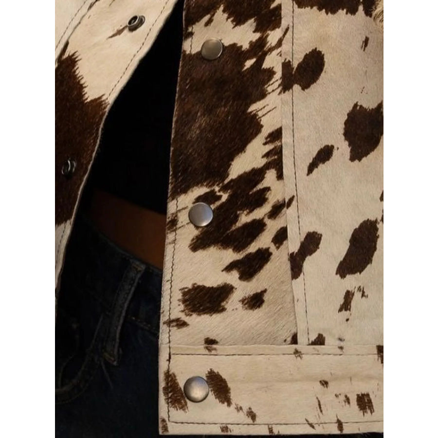 Cow Print Button Up Jacket Apparel and Accessories