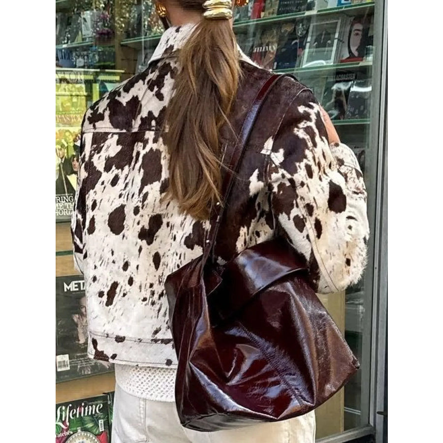 Cow Print Button Up Jacket Apparel and Accessories