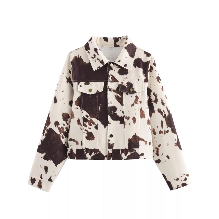 Cow Print Button Up Jacket Apparel and Accessories