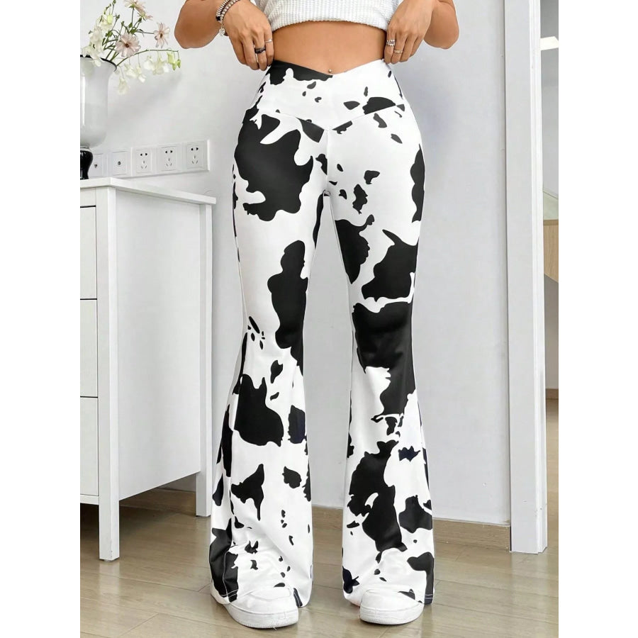 Cow Print Flared Pants Apparel and Accessories
