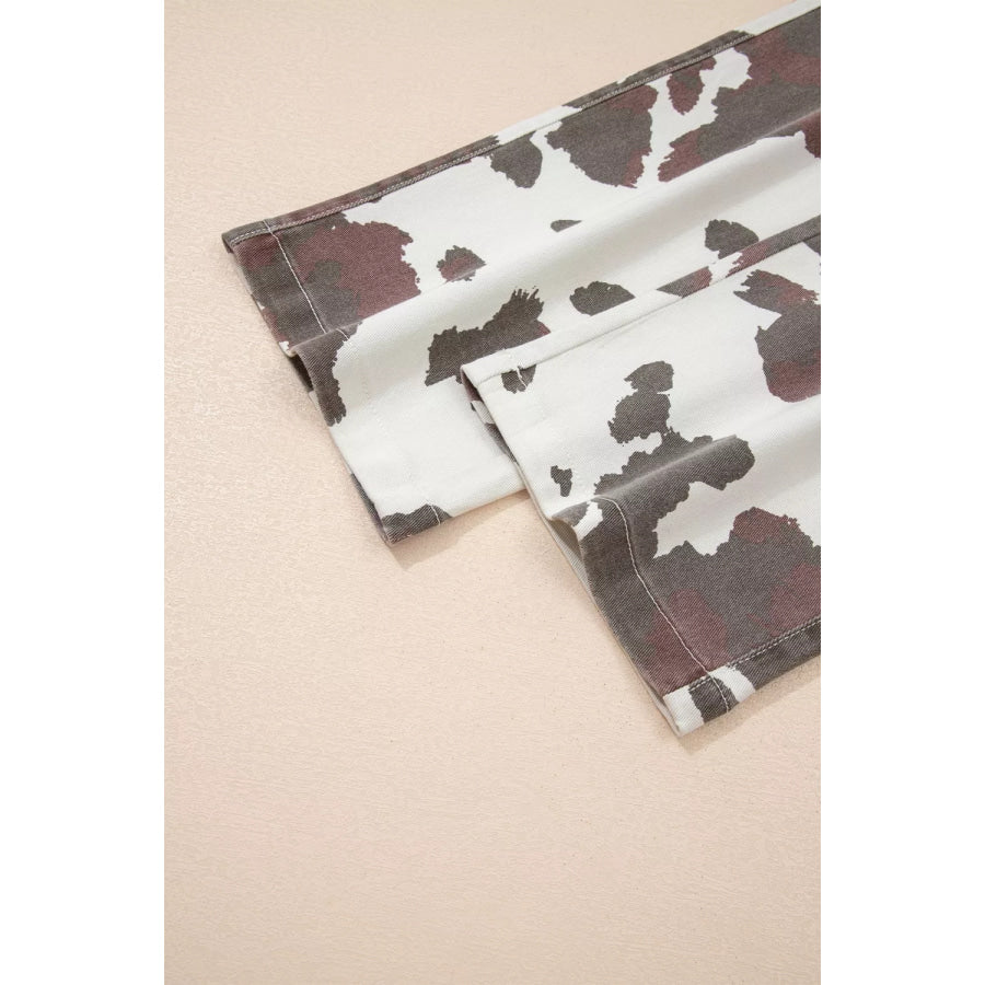 Cow Spots Printed Multi Pocketed Jeans Apparel and Accessories