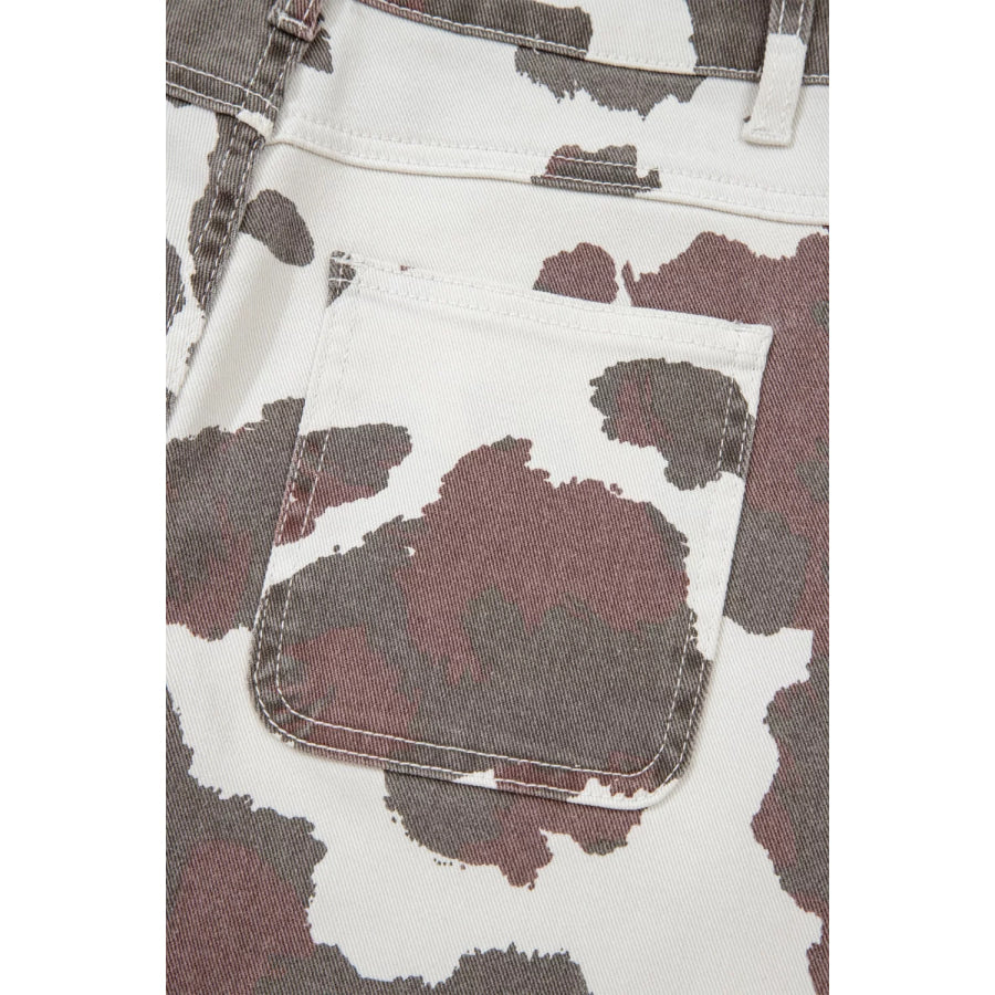 Cow Spots Printed Multi Pocketed Jeans Apparel and Accessories