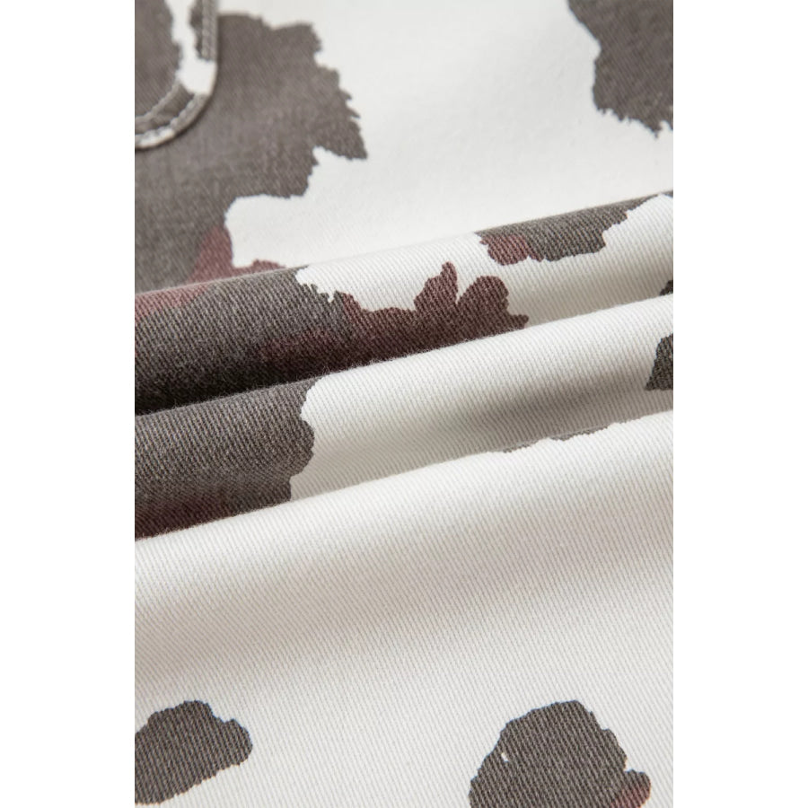 Cow Spots Printed Multi Pocketed Jeans Apparel and Accessories