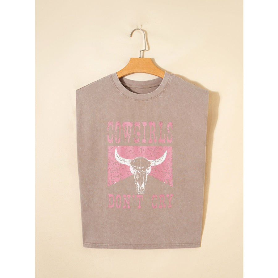 Cowboy & Beer Western Graphic Mineral Wash Tank Top Apparel and Accessories
