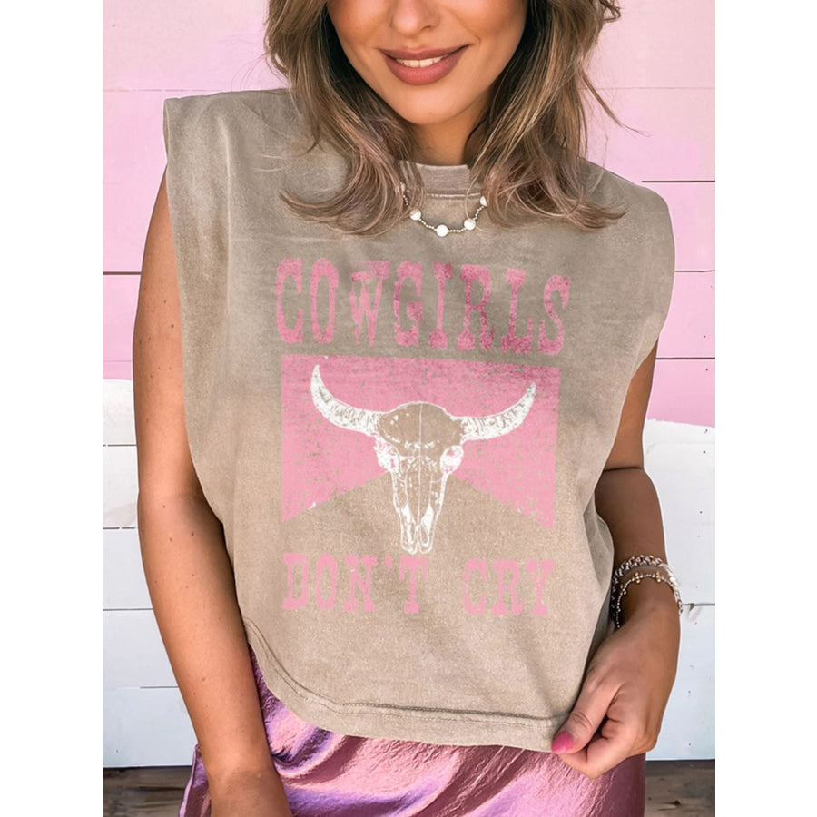 Cowboy & Beer Western Graphic Mineral Wash Tank Top Apparel and Accessories