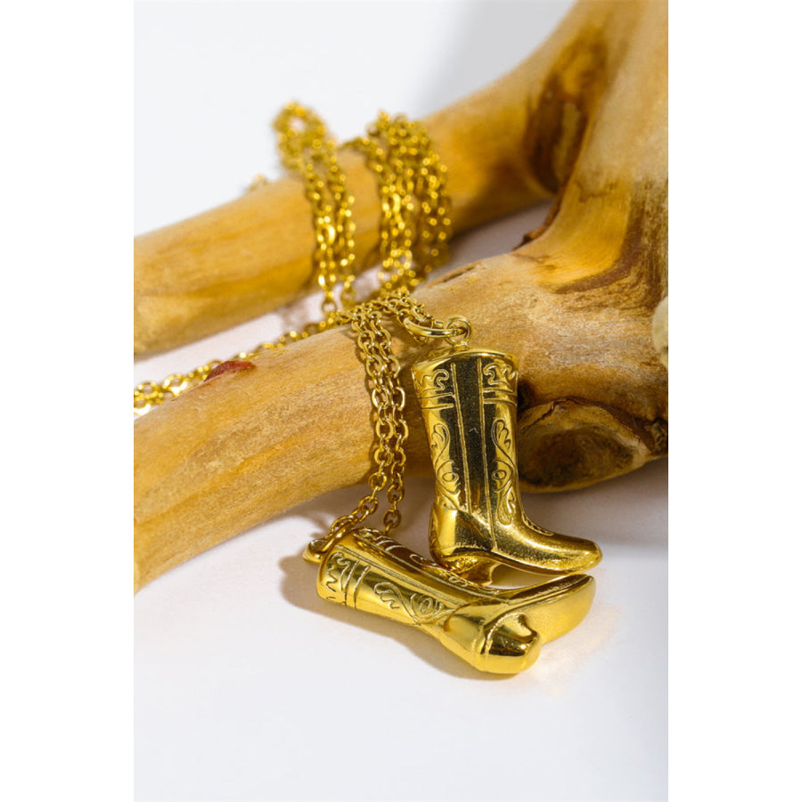 Cowboy Boot Pendant Stainless Steel Necklace Gold / One Size Apparel and Accessories