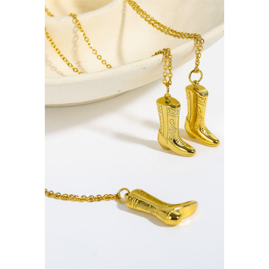 Cowboy Boot Pendant Stainless Steel Necklace Gold / One Size Apparel and Accessories