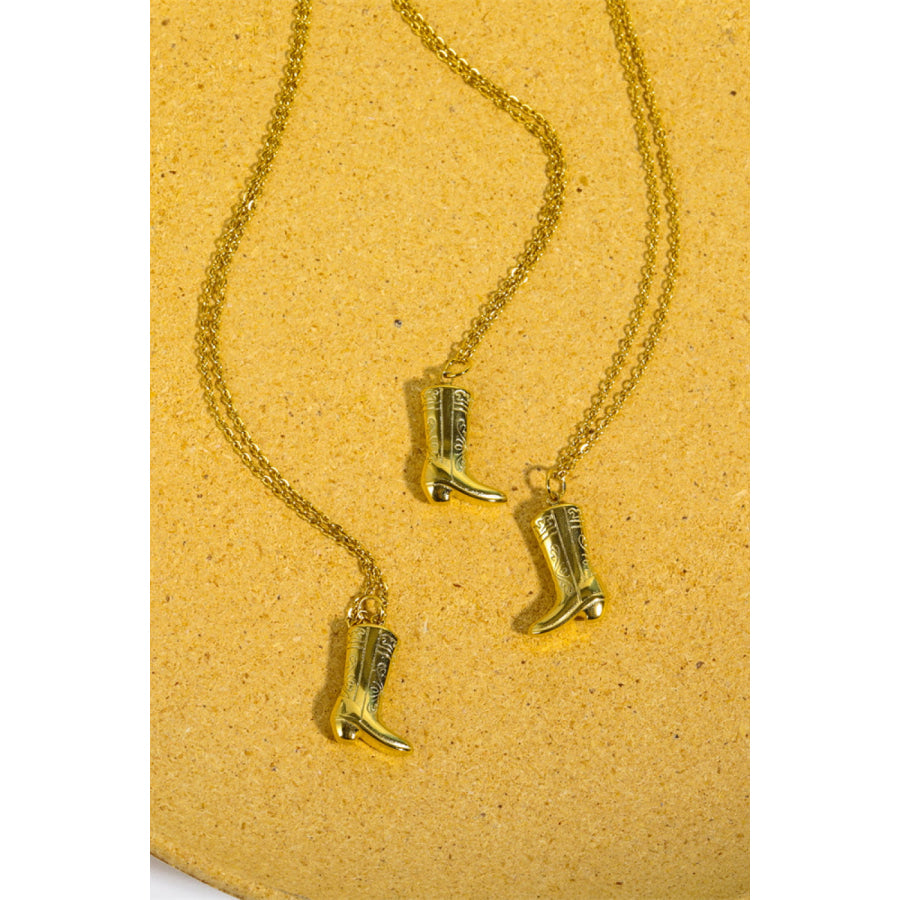 Cowboy Boot Pendant Stainless Steel Necklace Gold / One Size Apparel and Accessories