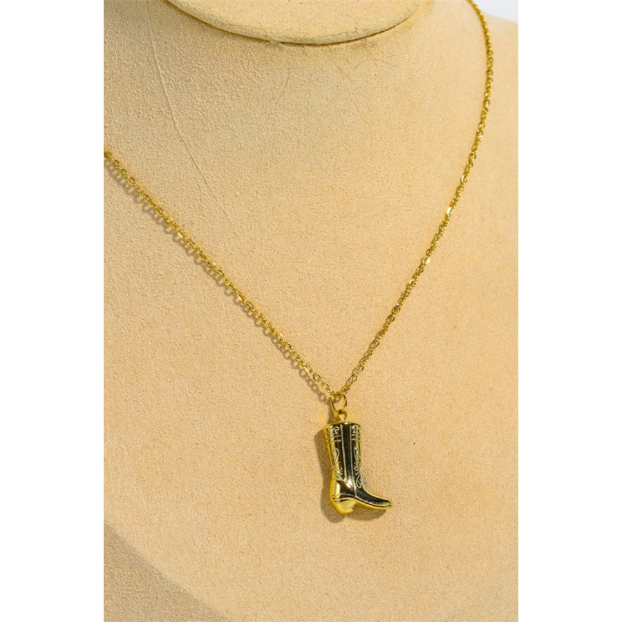 Cowboy Boot Pendant Stainless Steel Necklace Gold / One Size Apparel and Accessories