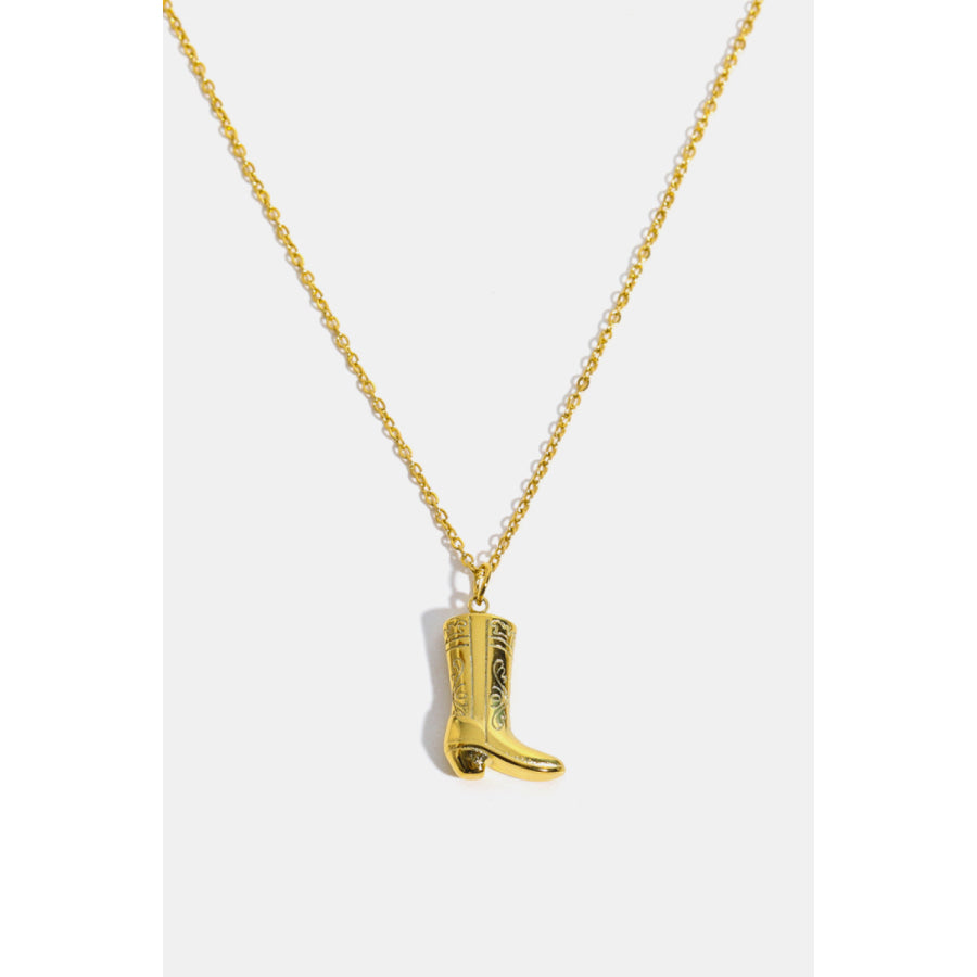 Cowboy Boot Pendant Stainless Steel Necklace Gold / One Size Apparel and Accessories