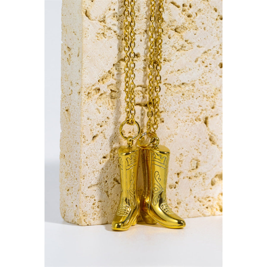 Cowboy Boot Pendant Stainless Steel Necklace Gold / One Size Apparel and Accessories