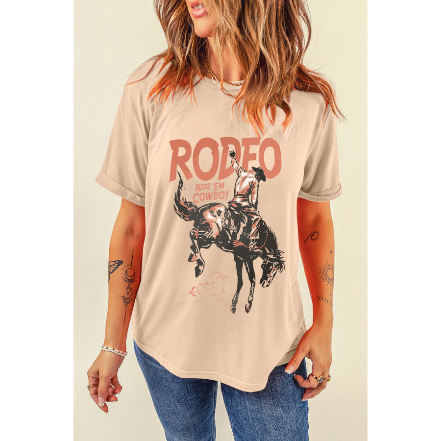 Cowboy Graphic Round Neck Short Sleeve T-Shirt Apparel and Accessories