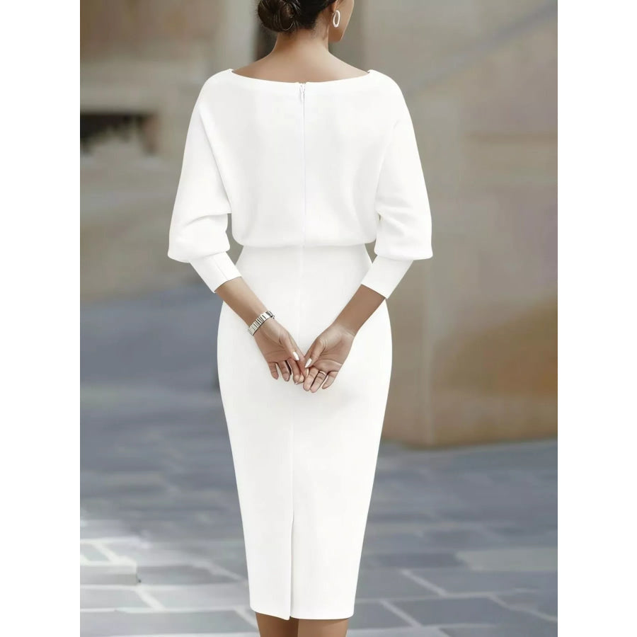 Cowl Neck Bodycon Midi Dress Apparel and Accessories