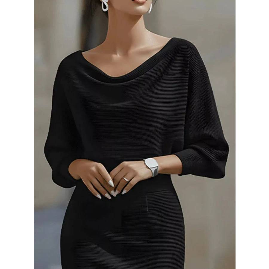 Cowl Neck Bodycon Midi Dress Apparel and Accessories