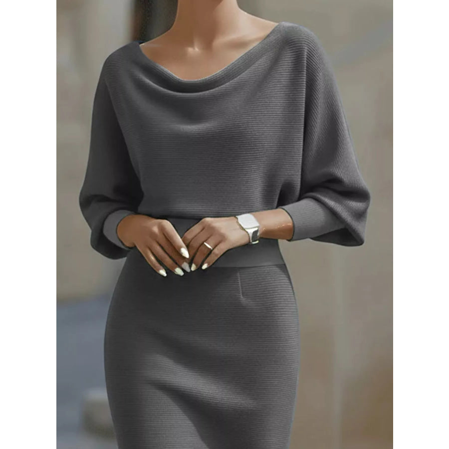 Cowl Neck Bodycon Midi Dress Apparel and Accessories