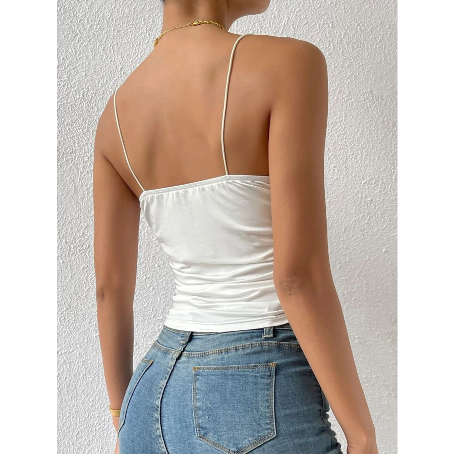 Cowl Neck Cami Top White / S Apparel and Accessories