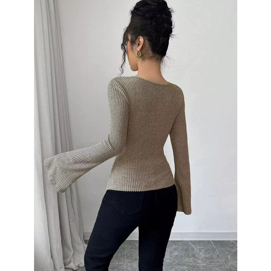 Cowl Neck Flare Sleeve Top Apparel and Accessories