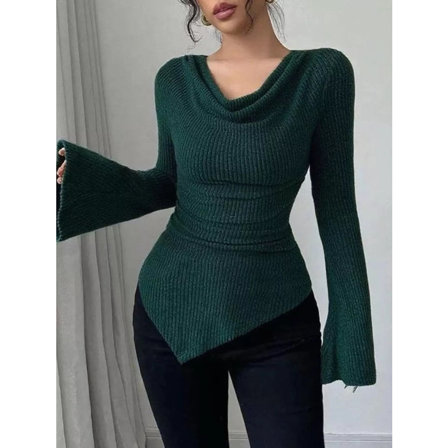 Cowl Neck Flare Sleeve Top Apparel and Accessories